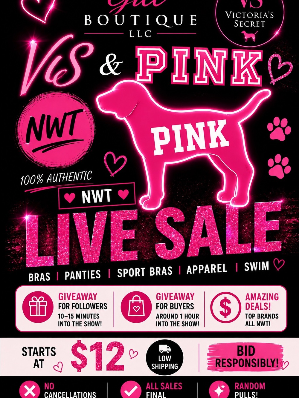 Victoria's Secret PINK Live Sale random pulls NWT